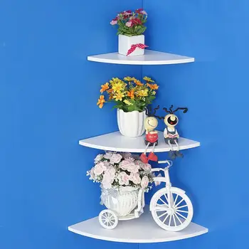 

3Pcs/Set Wall Mounted Fan Shape Corner Home Decoration Storage Rack Shelf Stand