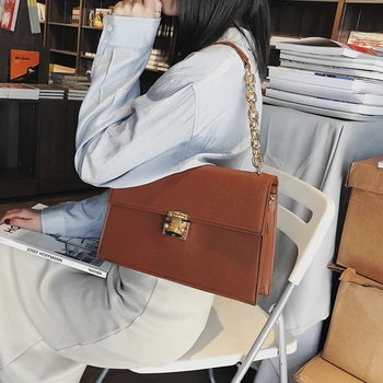 

Burminsa Vintage Big Chain Women Shoulder Bags Large Capacity Ladies Messenger Bags High Quality PU Female Handbags Autumn 2020