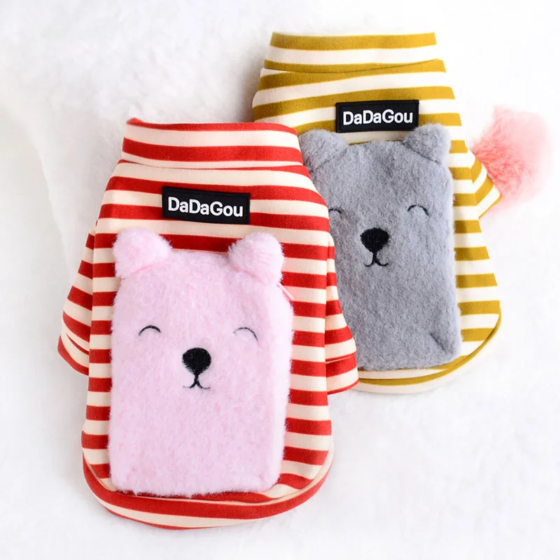 

Warm Pocket Dog Hoodie, Striped Pet Clothes for Small and Medium Dogs, Costume, Winter Clothing for Pug