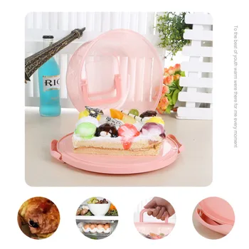 

New Portable Lightweight Mini Round Cake Dessert Fruit Container Trays Plastic Cake Box Portable Food Storage Box Keep Cakes Fre