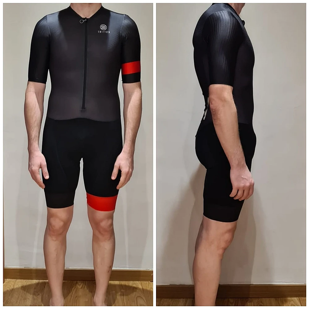 スキンスーツ　ロードバイク Swiftofo黒、白トライアスロンスーツ男性のロードバイク