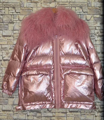 Натуральный монгольский овечий мех, зимний пуховик для женщин, большой размер, Белый утиный пух, куртка для женщин, утолщенная, теплая, длинная, уличная парка 830 - Цвет: Pink