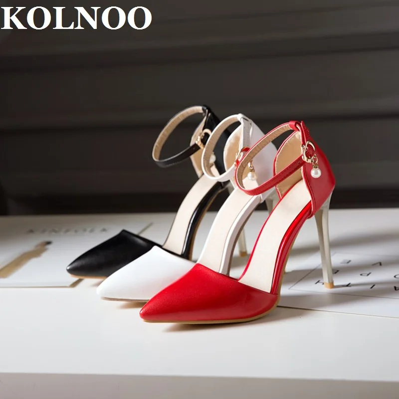 

KOLNOO Handmade Womens High Heels Pumps D'orsay&Two Pieces Pointed-Toe Faux-Leather Three Colors Evening Fashion Party Shoes