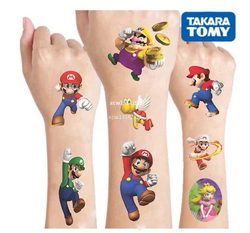 Pegatinas originales de Super Mario para niños y niñas, 1 Uds., figuras de acción de dibujos animados, juguetes de Super Marie, regalos de Navidad y cumpleaños