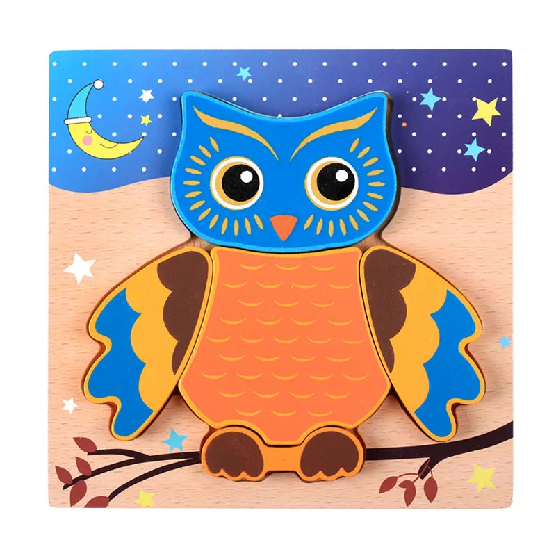 Creative 3D Wooden Puzzle Cartoon Animal Traffic Cognition Jigsaw Colorful Early Educational Toys For Children Kids Baby