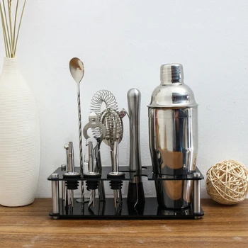 

18Pcs Stainless Steel Cocktail Shaker Maker Mixer Bar Tool Set Kit + Stand Cocktail Shakers & Bar Sets Acrylic Stand