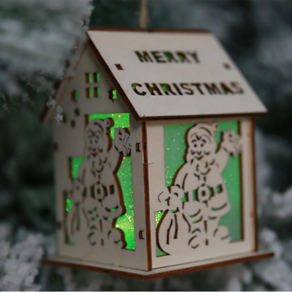 Дома Корпус люминесценции красивый светодиодный свет для дома из дерева вечерние деревянные, подвесные украшения дома Рождественские комнатные украшения