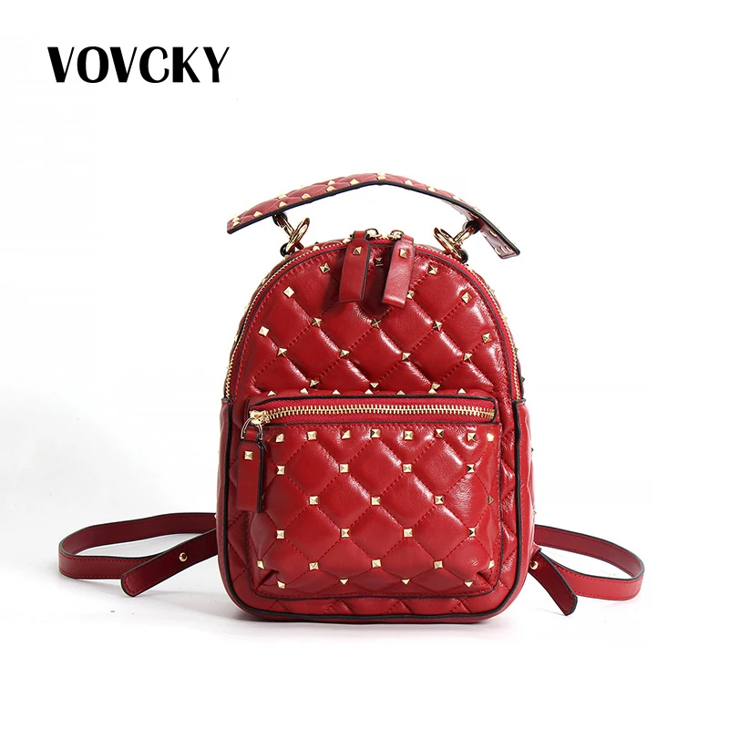 

Rivet Women Genuine Leather Backpack Real Sheepskin Luxury Backpack Women Bags Designer Mini Bagpack For Girls Mochilas Feminina