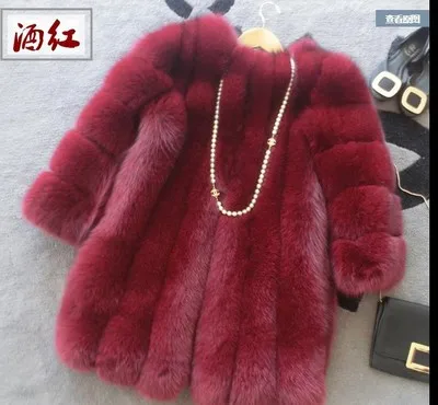 Новая зимняя Женская пушистая шуба из искусственного меха квалифицированная Толстая имитация меха лисы пальто женская теплая верхняя одежда - Цвет: wine red