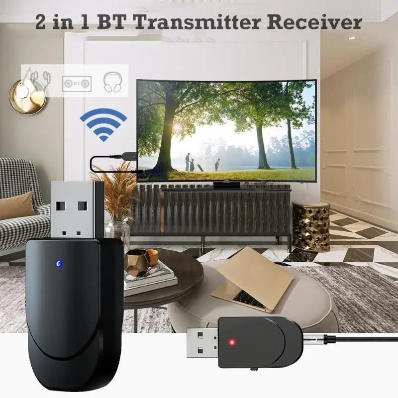 Новая одежда для маленькой девочки 2 в 1 Bluetooth передатчик и приемник USB AUX 3,5 мм стерео Музыка Аудио KN330 Беспроводной адаптер с кабель со штыревыми соединителями на обоих концах для подключения аудио кабель