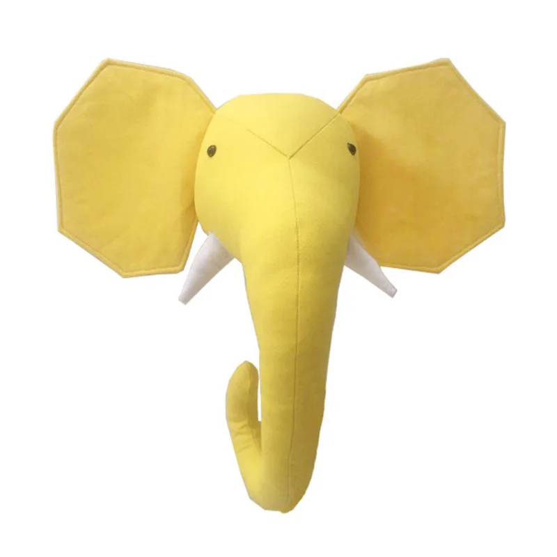 Elephant Забавное украшение для детской комнаты, 3D животные, голова на стену, художественный декор для маленьких девочек, украшение для детской комнаты, мультяшная мягкая установка - Цвет: Elephant