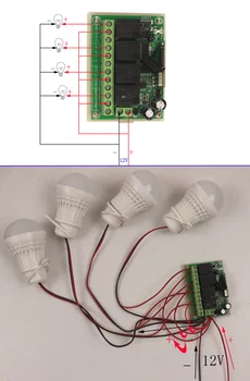 

12V 4CH Universal Wireless Remote Control Switch Module 4CH DC 12V Relay Receiver Module 315MHz/433Mhz