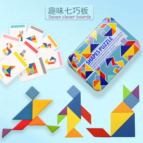 

New Style Multi-functional Creative Jigsaw Puzzle Iron Boxed Children Wooden Educational Toys Puzzle Kindergarten Teaching Aids