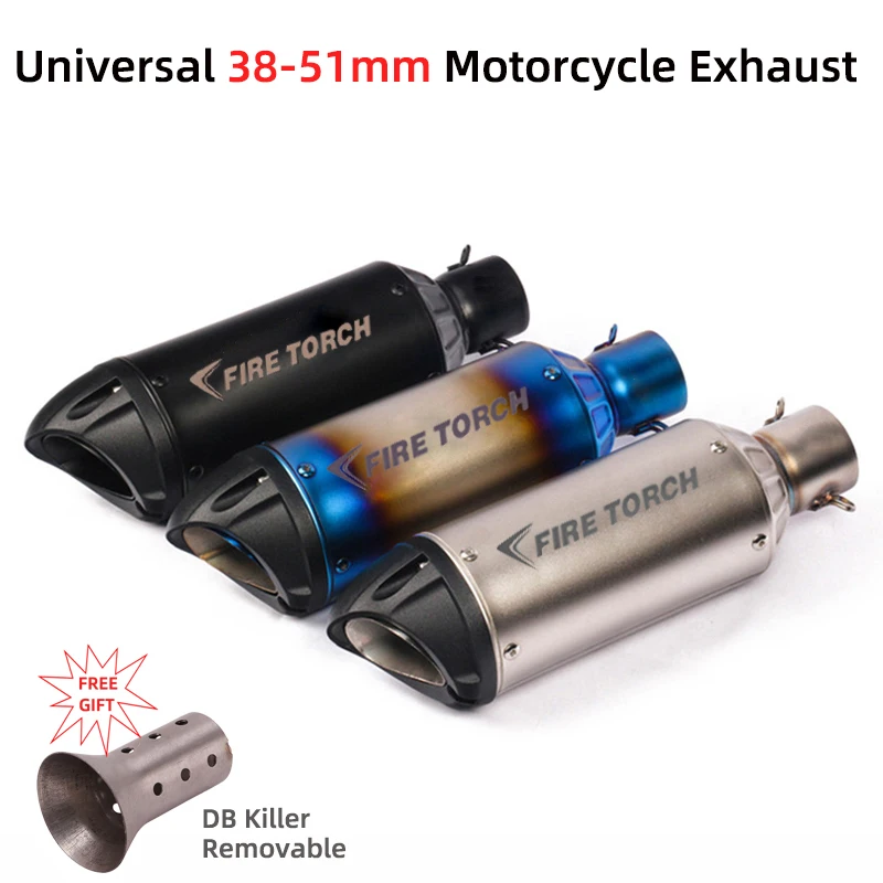 

Universal 51MM Motorcycle Modified Exhaust Escape Pipe Muffler For R25 R15 R3 GY6 ninja250 300 400 Z750 Z800 Z900 ATV Dirt Bike