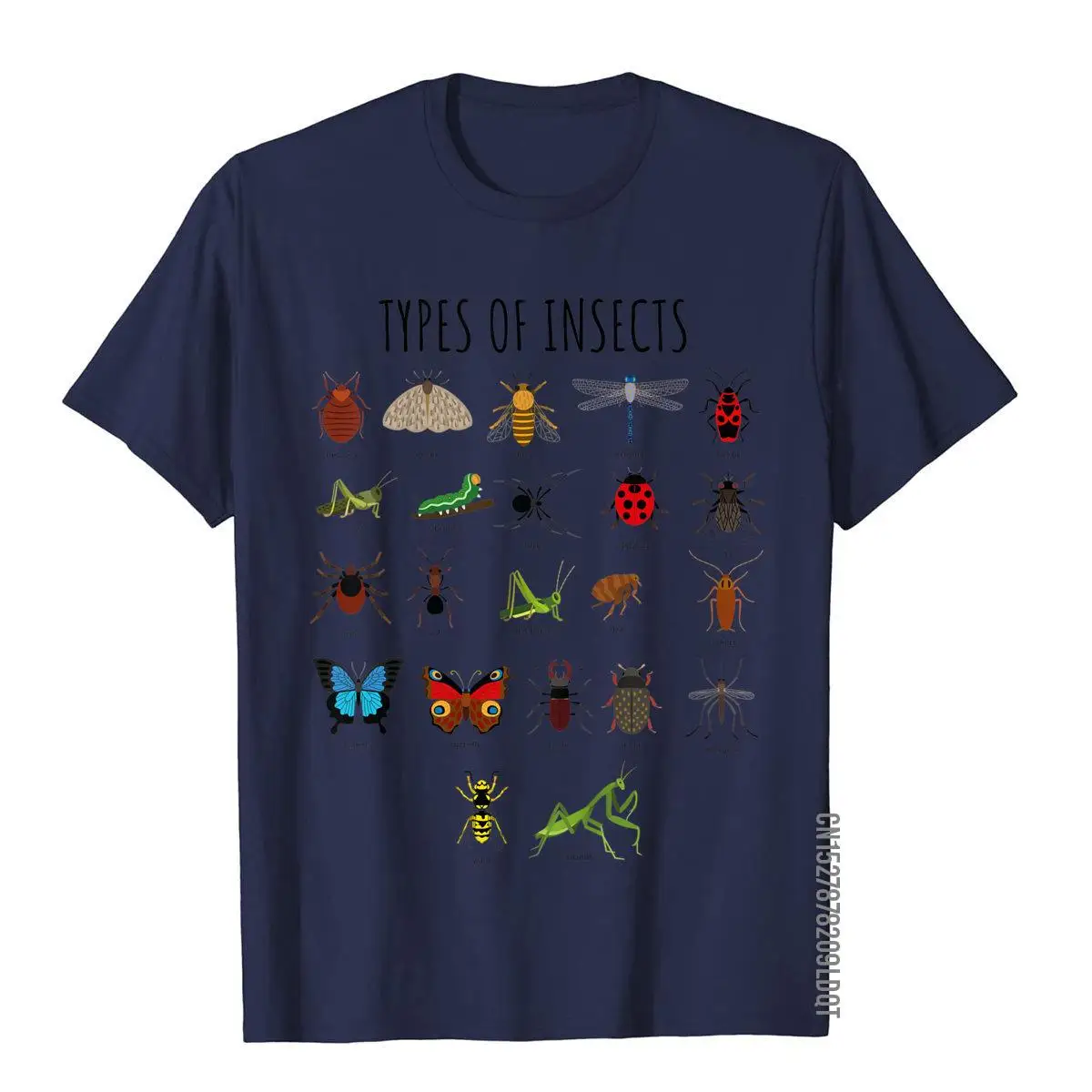 Kids Types Of Insects Bug Identification Science T-Shirt__B8895navy