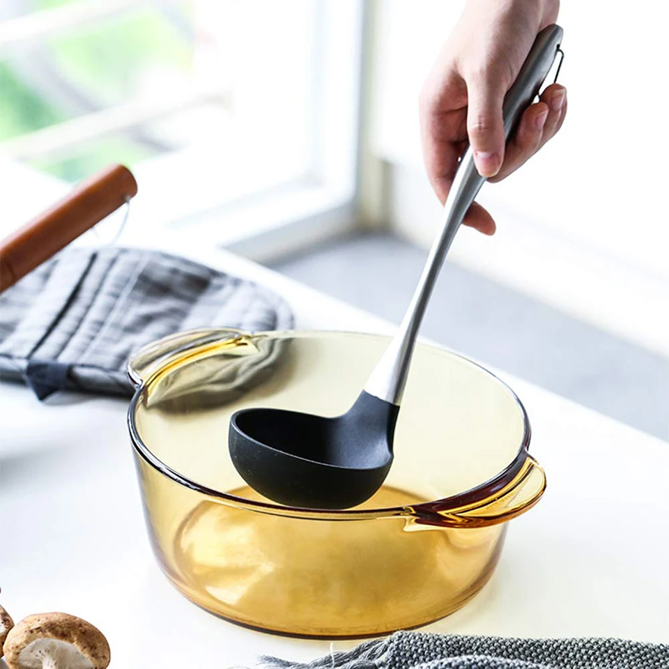 TEENRA Silicone Kitchen Spatula Stainless Steel Fride Shovel Heat-resistant Handle Non-stick Pan Special Spatula Cooking Utensil