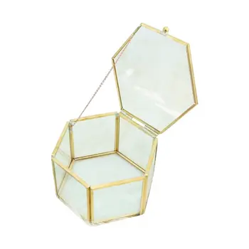 

Geometrical Clear Glass Jewelry Box Organize Holder Tabletop Succulent Plants Container Home Jewellery Storage