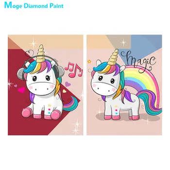 

Rainbow Unicorn Cartoon Animal Diamond Painting Round Full Drill Nouveaute DIY Mosaic Embroidery 5D Cross Stitch Home Decor Gift