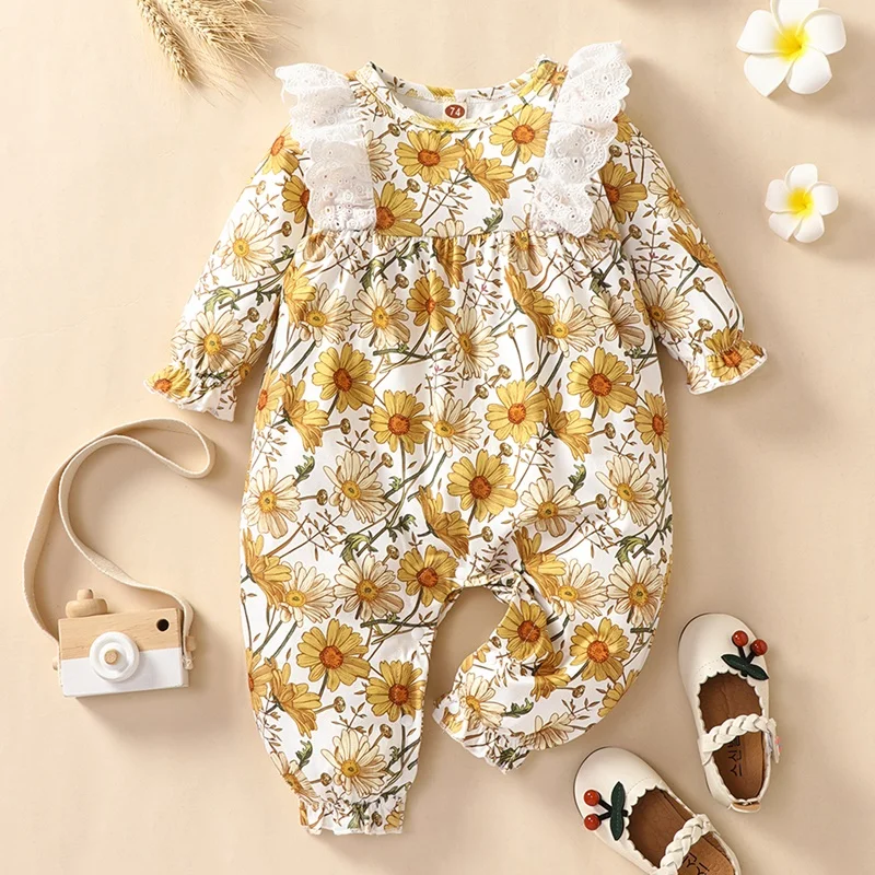 Детский хлопковый комбинезон с длинным рукавом на возраст 0-18 месяцев | Мать и