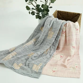 

Cotton Cartoon Bath Towel 5-layer High Absorbent Animal Patterns Face Twoels For Adults Washcloths bathroom sandy Beach Towel