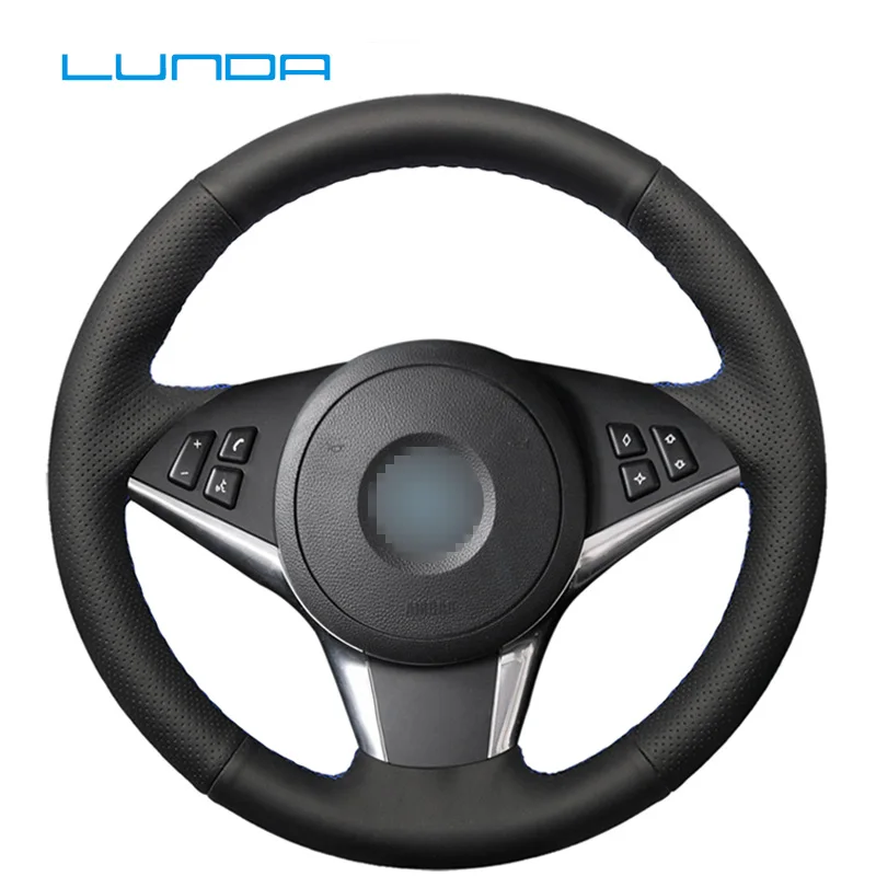 Черный кожаный чехол LUNDA для руля BMW 630i 645Ci 530d 545i 550i E60 61 E63 E64 | Автомобили и