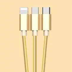 Мульти Быстрый 3 в 1 USB кабель для зарядки Micro type C 8 Pin для iPhone Android мобильный телефон Универсальный Удлинительный шнур зарядного устройства - Цвет: Gold 3in1 SS