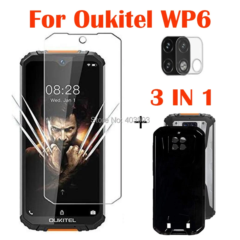 3 в 1 чехол Стекло для OUKITEL WP6 MT6771T Экран протектор полная защита на Камера объектив