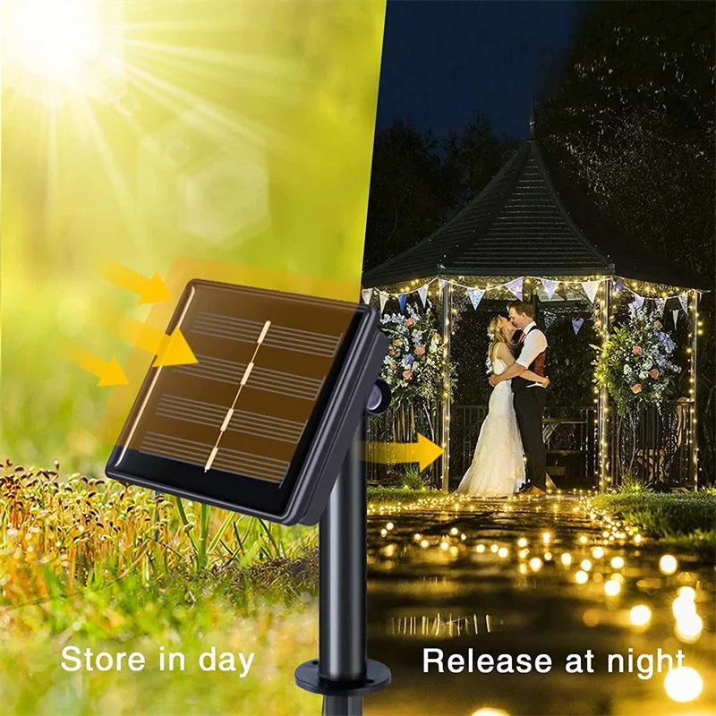 Solar String Lights Outdoor 200 LED 8 Modes Solar Powered Fairy Lights Waterproof Copper Wire Twinkle Lights for Garden Wedding solar led street light