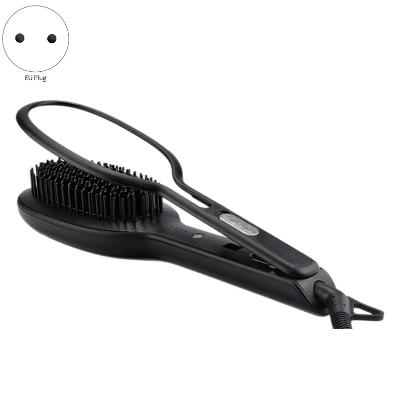 

EU Plug New 2 in 1 Hair Straightener Brush Ceramic Styling Brush Hot Comb Straightening Hairdressing Tools Hair Straightening