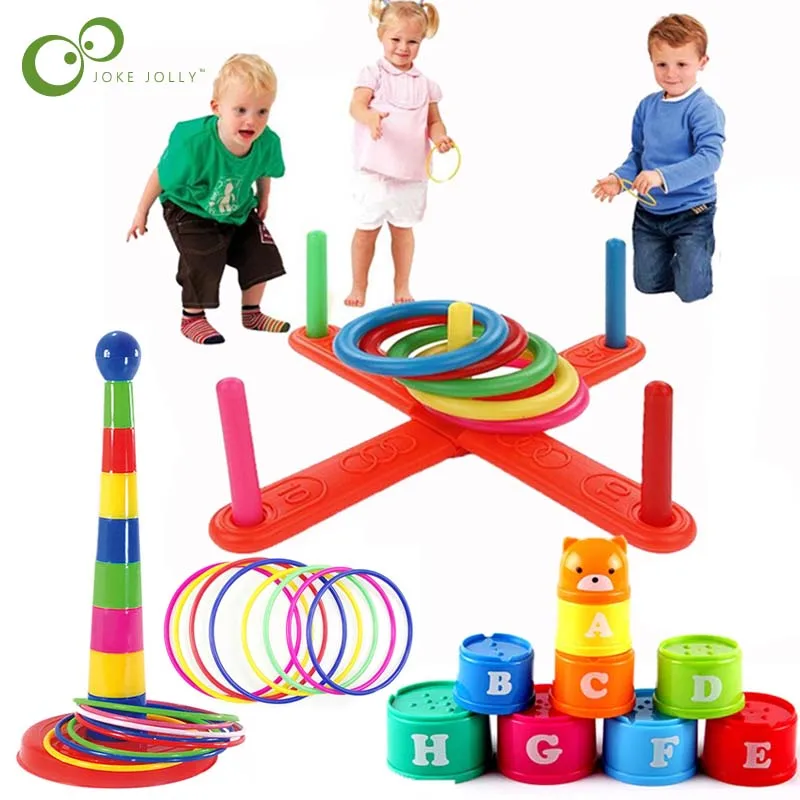 Baby Stacking Cup & Sports Circle Ferrule Stacked Layers Throwing Game Parent-Child Interactive Kids Outdoor Toys ZXH | Игрушки и