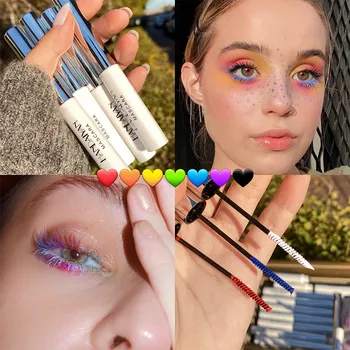 

1PC Eyes Makeup Colored Mascara Waterproof Easy Remove Blue White Red Black Purple Lengthen Eyelashes Mascara Party Use