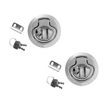 

2Pcs 2" Door Latch Hatch Round Pull Lock Flush Deck For Marine Boat Caravan