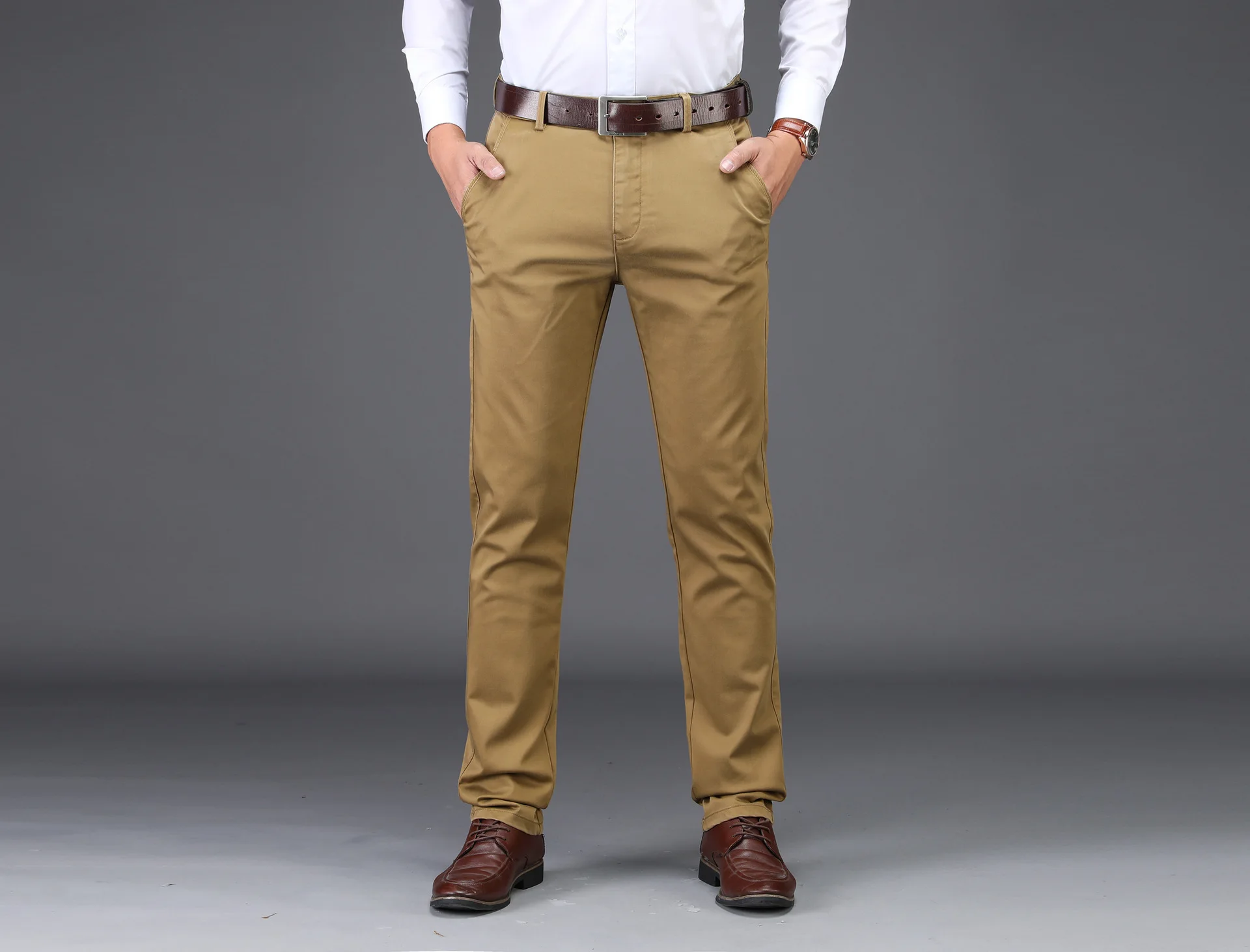 

Casual Pants Men Solid Color Business Straight Slim Long Pants 168 # Men's Autumn & Winter-Multi-color-