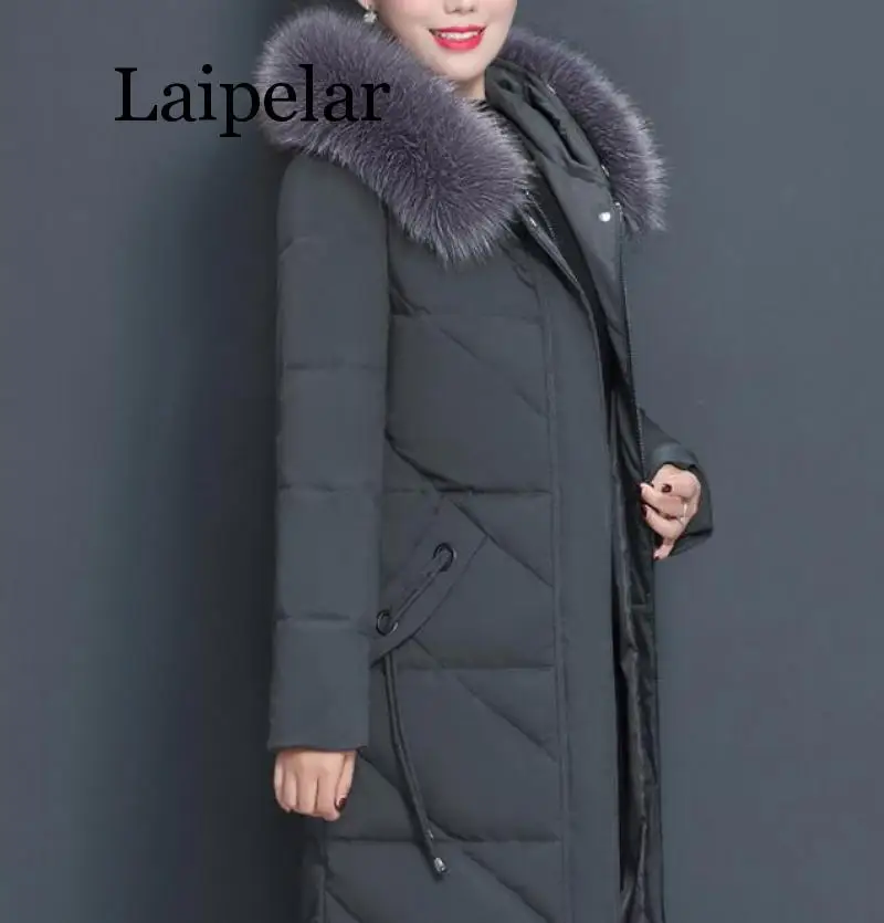 Большие размеры, XL-13XL, пуховик, женские зимние парки, утепленное пальто с капюшоном, для женщин среднего возраста, супер большой размер, Белые куртки на утином пуху - Цвет: gray