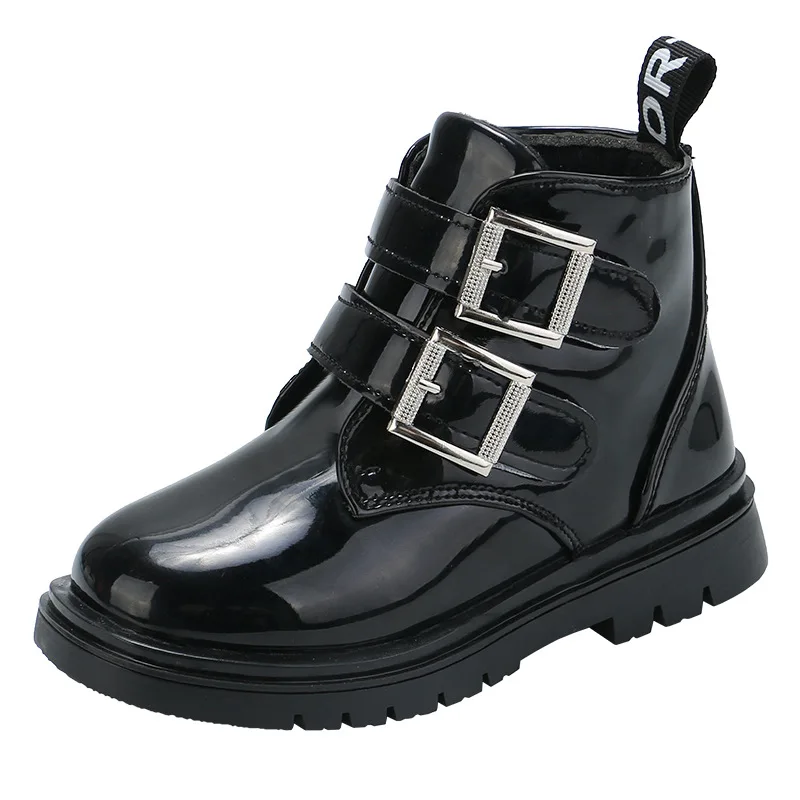 Autumn Winter 2020 New Boys Girls Fashion Waterproof Boots Kids Patent Leather Children Shoes 3 4 5 6 7 8 9 10 11 12 Years | Детская