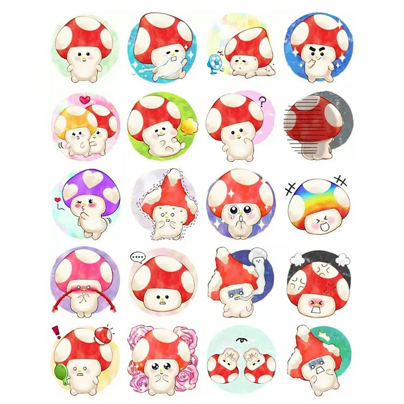 2 PCS Cartoon Mushroom DIY Uncut Autocollant Stationery Scrapbooking Planner Sticker Cute Travel Book Journal Supplies | Канцтовары для