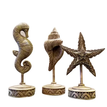 

European retro conch starfish Seahorse ornaments Mediterranean home decor decoration Hippocampus Figurine wedding gift