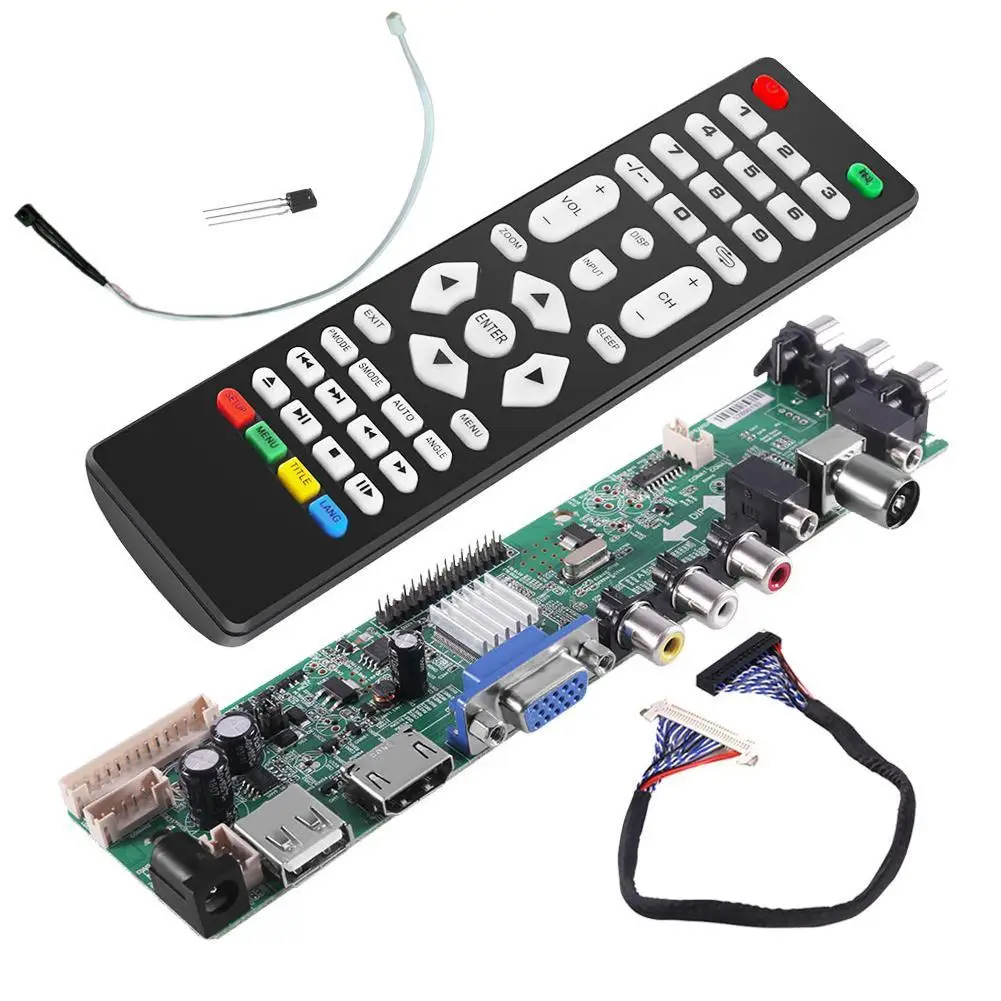 Цифровой сигнал DVB-C DVB-T2 DVB-T Универсальный ЖК ТВ контроллер 3360 драйвер платы обновления 3463A русский USB Играть LUA63A82