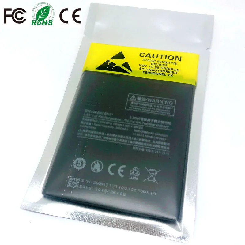 

BN31 Rechargeable Battery For Xiaomi Mi 5X A1 MiA1 Mi5X Hongmi Redrice Redmi Y1 Lite Note 5A Pro Phone Replacement battery