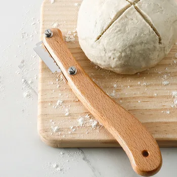 

Wooden handle Toast Baking Tools Bread Lame Cutter Dough Slicer With 5pcs Replacement Blades
