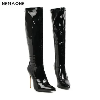 

NEMAONE Women Knee High Boots super High Heels shoes woman Women party wedding club dancing Boots woman large Size 34-43