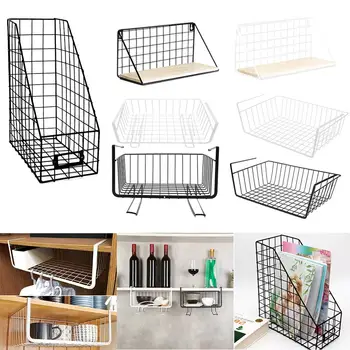 

Iron Mesh Shelf Basket Cupboard Cabinet Door Organizer Rack Closet Holders Hanging Under Shelf Storage Basket Rack Organizer new