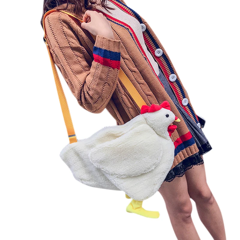 1 шт., курицы из мультика, повседневные сумки на плечо, милые детские плюшевые сумки для девочек, модная женская сумка-мессенджер