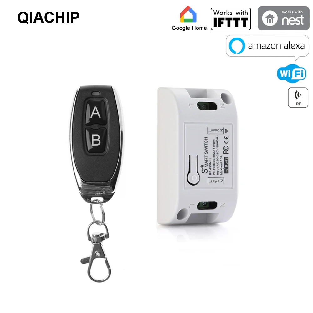 QIACHIP 433,92 МГц Wifi+ RF 1CH реле умный приемник переключатель универсальный пульт дистанционного управления переключатель для умного дома Diy интеллектуальный модуль