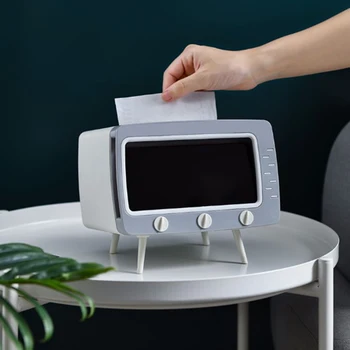 

TV Tissue Box Cover Creative Vintage Dispenser For Napkins Multifunctional Tissue Case Desktop Mobile Holder Stand Container