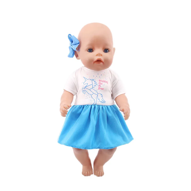 Милый Единорог/лебедь/Сова/панда. 14 видов стилей платье подходит 18 дюймов американская кукла и 43 см Born Baby Doll Одежда, наше поколение, игрушки для девочек