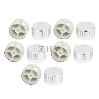 

10 Pcs 6mm Dia Bulb Light Lamp Dimmer Control Rotary Knob Cap Silver Tone