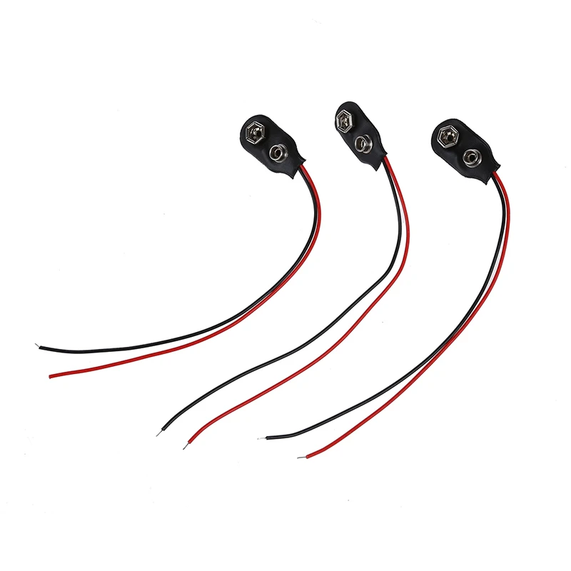 

3 Pcs I Type Faux Leather Shell 9V 9 Volt Battery Clip Connector Cable