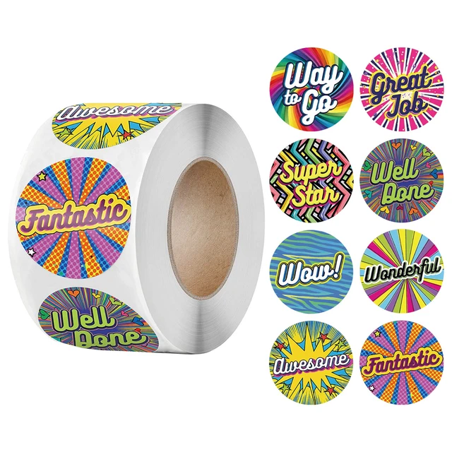 New 500pcs/Roll Super Hero Reward Designs Stickers Encouragement Scrapbooking Paper Seal Students Kids Stationery 2.5cm Sticker 500pcs Colour 1