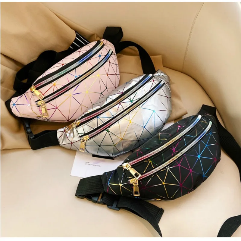 

2020 New PU leather Mosaic pattern waist bags for men and women chest bags cross-body bags